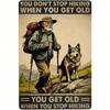 Metal Wall Art Poster, Hiking In Mountains Vintage Decor, for Home Garage Bar