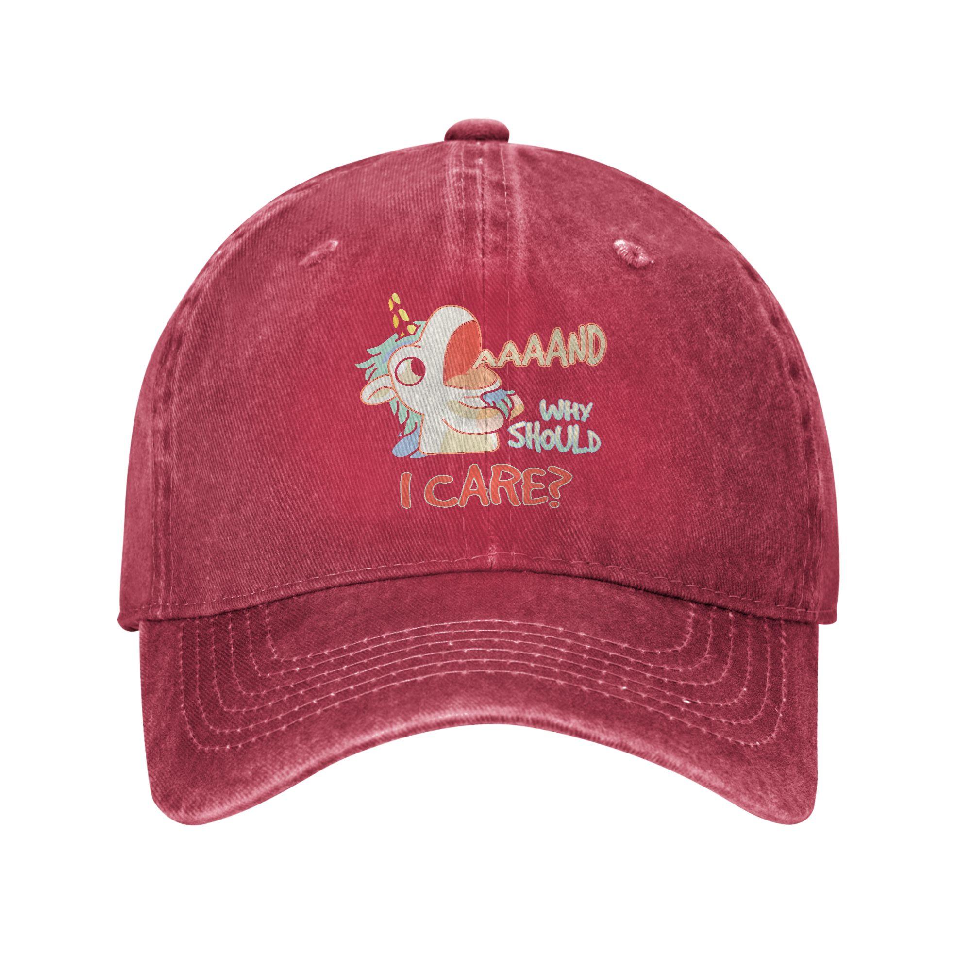 Annnd Why Should I Care Unicorn Sarcastic Funny Saying Baseball Cap Hot Sale Washed Trucker Hat Women Unisex Baseball Caps One Size