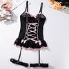 Women'S Sexy Bra Set Underwear Lingerie Lace Patchwork Bowknot Sexy Bra And Panty Garter Set Sleepwear