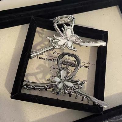 1pc/2pcs Metal Butterfly Gripper Clip for Women's New High-end Style, Shark Clip At the Back of the Head, Large Hair Clip