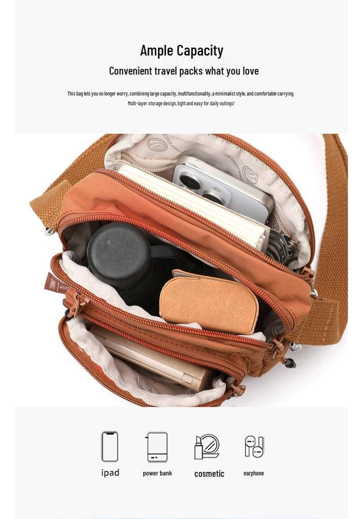 2026 Women's Lightweight Nylon Crossbody Bag with Multi-compartment and Water-repellent Design