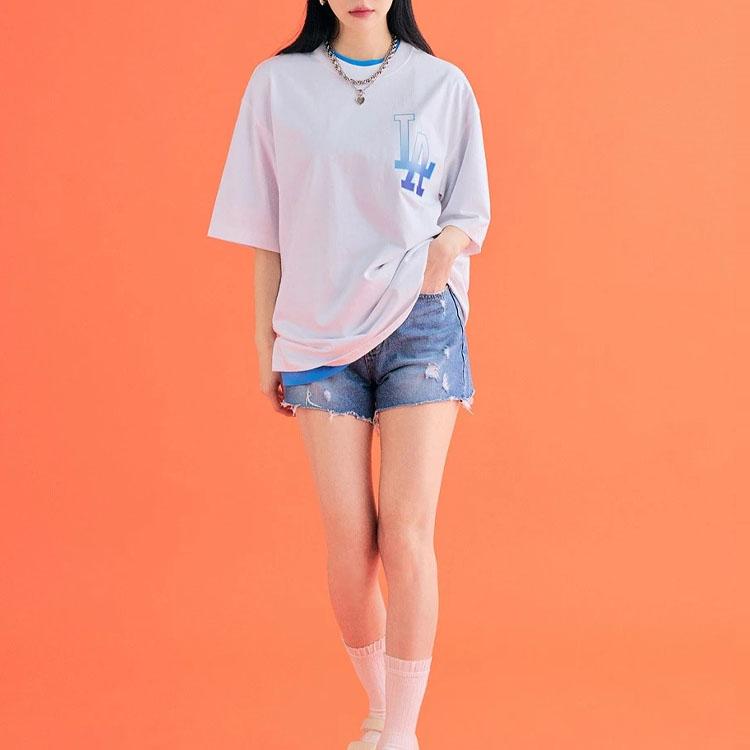 New MLB SS23 Drop Shoulder Sleeve T-Shirt Unisex White 3ATSB0333-07WHS