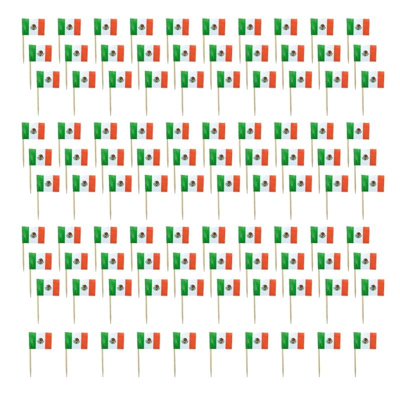 100Pcs Multicolor International Flag Toothpicks Cupcake Picks Cake Top Ornament For Desserts Display Festival Decoration