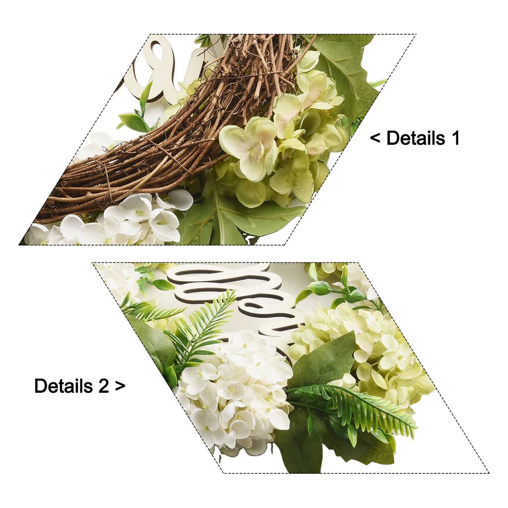40cm Background Decor Hydrangea Wreath Artificial Front Door Hello