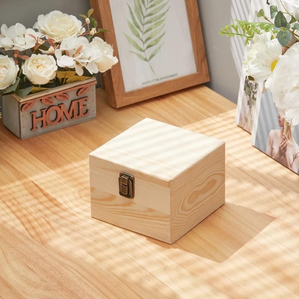 Wooden Storage Box Clamshell Dried Flower Box Retro Jewelry Gift Box  For Home Decor