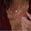 New Vintage Crystal Geometry Star Moon Lock Necklace For Women Boho Multi-level Pendants Necklaces Chokers Jewelry Gift
