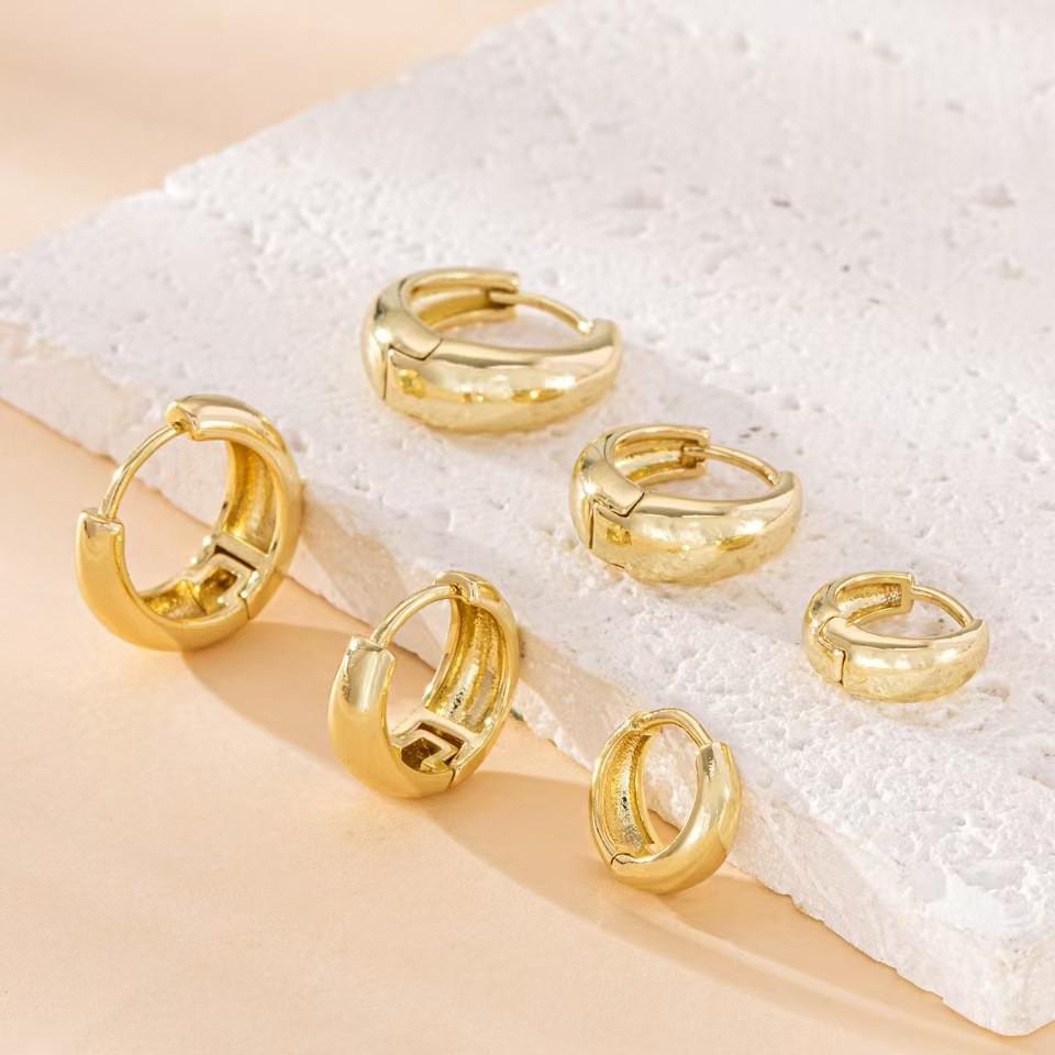 Orecchini a clip in rame color argento placcato oro 14k a forma di cerchio - Orecchini di alta qualità