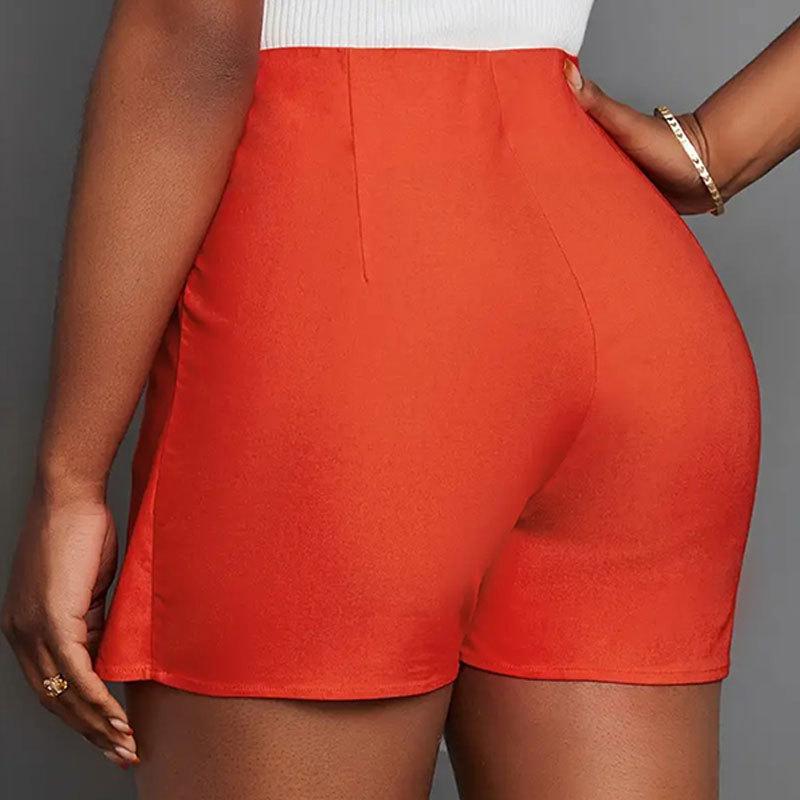 Ladies Summer Button Solid Colour Split Slim Package Hip High Waist Short Skirt
