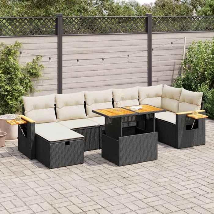 VidaXL Salon de jardin 5 pcs avec coussins noir résine tressée, ensemble de canapés d'extérieur, ensemble de canapé d'angle 3328141