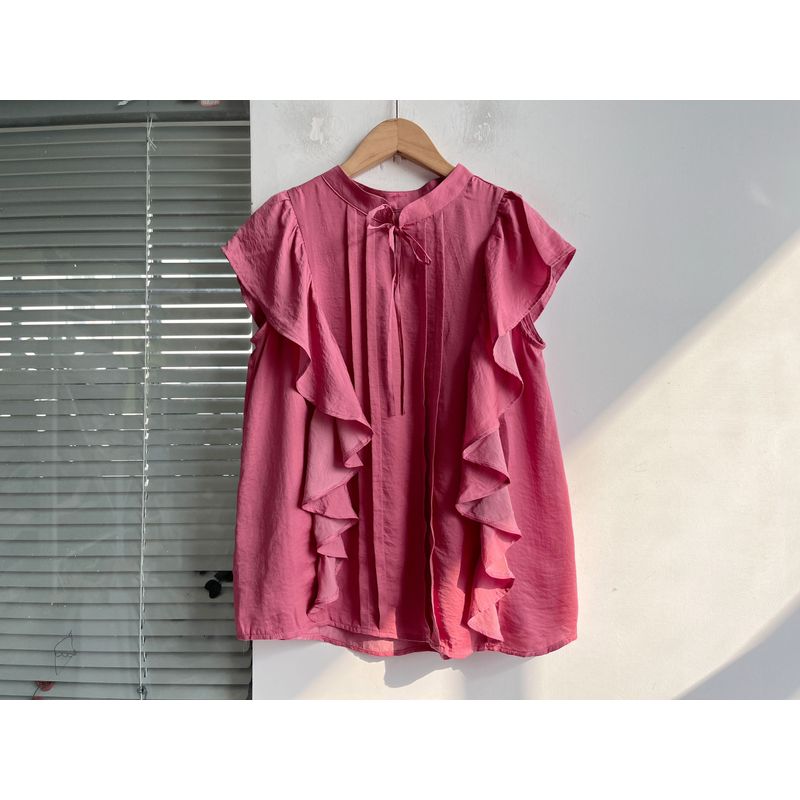 

Слегка Дефект Лето Новое Поступление Розово-Красная Рубашка с Коротким Рукавом Свободная Универсальная Западный Стиль Милые Повседневные Шикарные Топы H10 Rose Red F