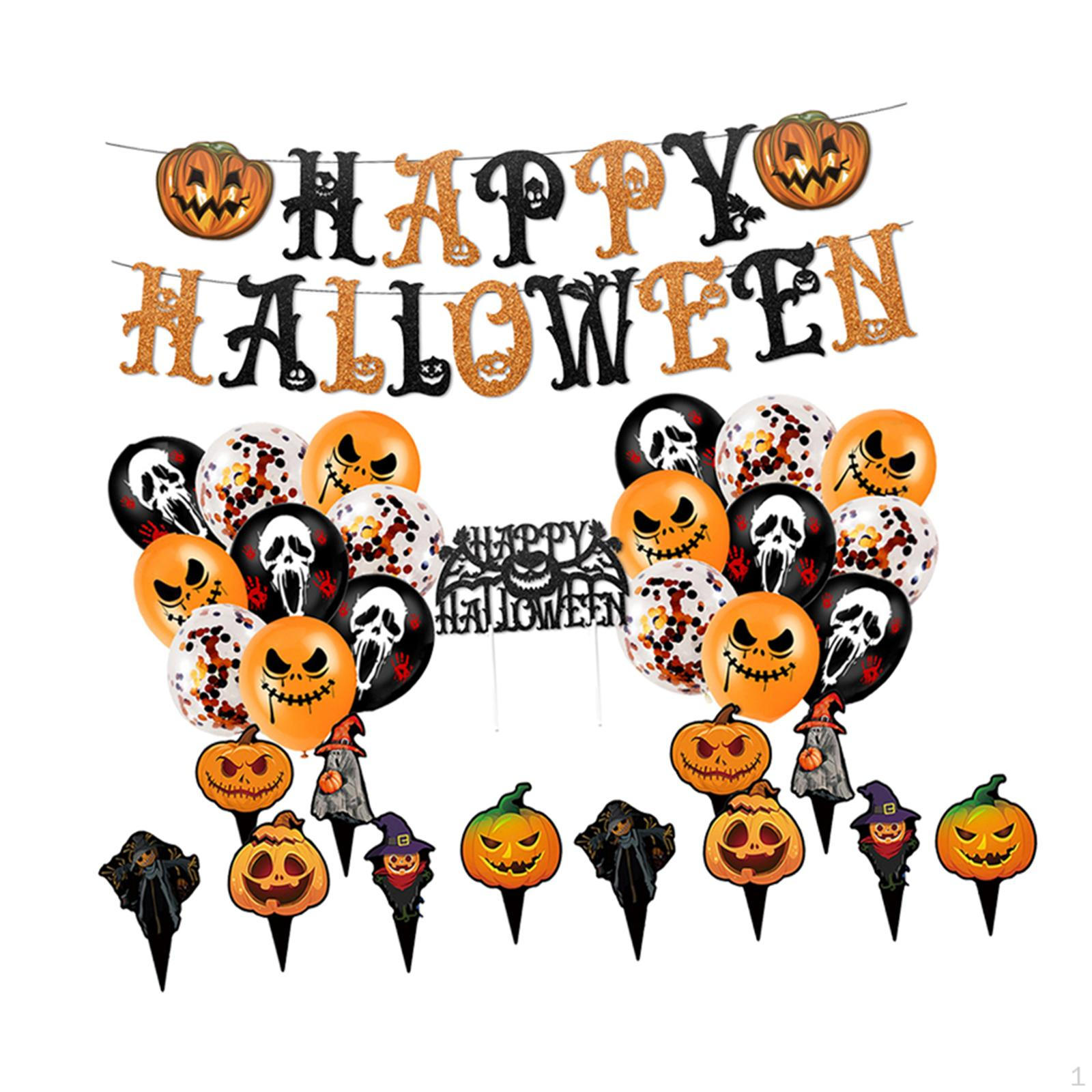 

Halloween Party Decorations Set Ornaments Happy Banner Cake Topper for Home Decor Festival