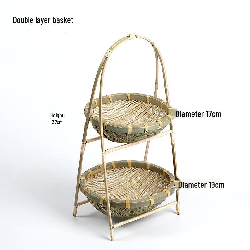 Handmade Bamboo Multi-Layer Storage and Serving Basket