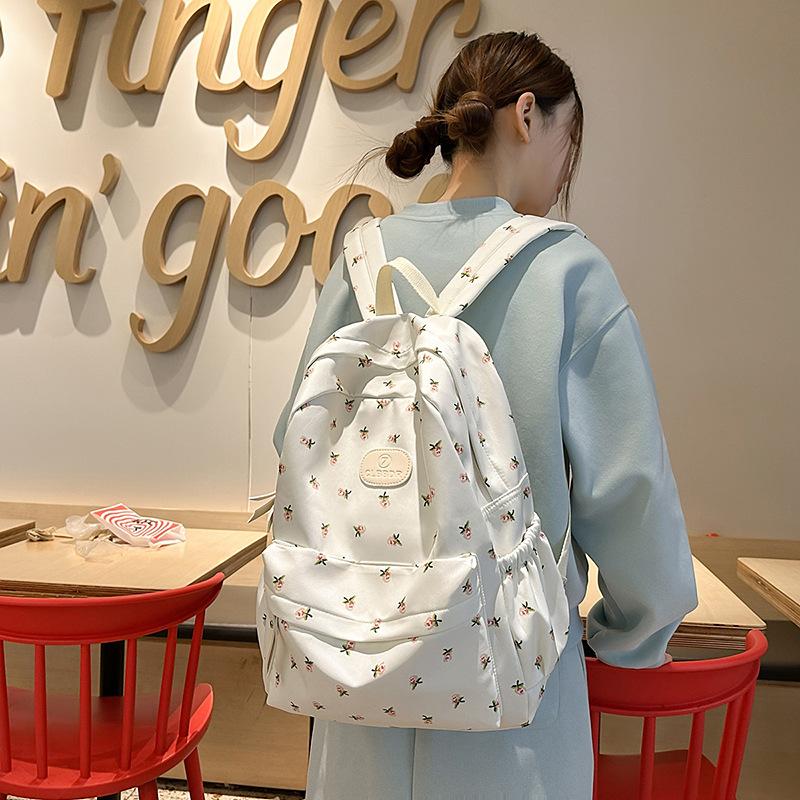 New backpack female Korean college student small floral literary and art style school bag ins college style casual backpack