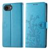 For iPhone 16e Wallet Case Butterfly Floral Imprint PU Leather Phone Cover with Wrist Strap