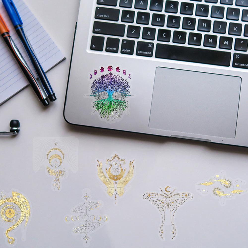 50CS Golden Celestial Body Aesthetics PET Transparent Stickers Graffiti Phone Guitar Laptop Suitcase Waterproof Sticker Kids Toy