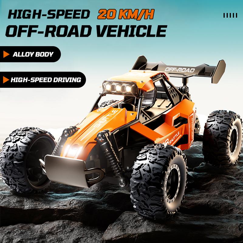 2.4Ghz 20km/h RC Off Road Car 2WD Remote Control Vehicle with LED Headlight Independent Shock Absorber for Children's Racing Toy
