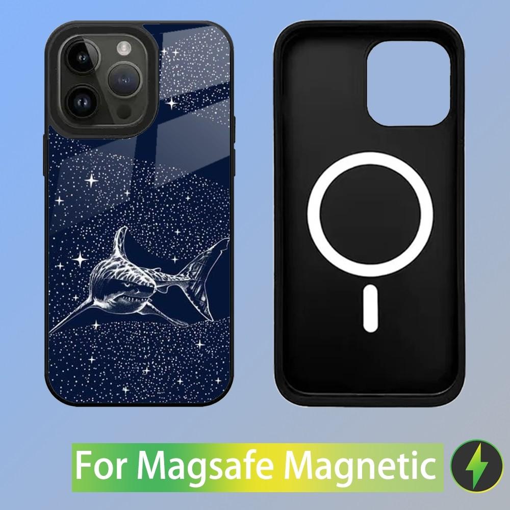 Ocean Animal Whale Painting Phone Case For iPhone 15,14,13,12,11,Plus,Pro,Max Mini Magsafe Magnetic Wireless Charging