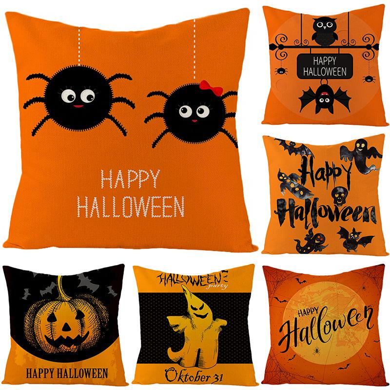 New Home Furnishings Halloween Polyester Pillow Case Home Pumpkin Ghost Fire Cushion Waist Pillow Case