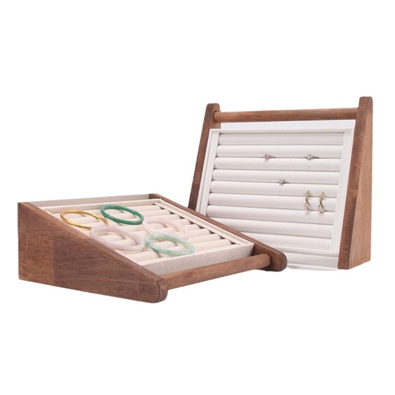 Wood Jewelry Display Stand Wood Rings Holder Jewelry Showcase Stand Suitable for Rings Earrings Bangle and Necklaces