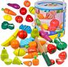 Wooden Vegetables and Fruits for Cutting with Velcro for Children Large Set Xxl