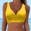 Maillot de bain Sexy pour femmes, Bikini, taille haute, couleur unie, cravate croisée, coussinet de soutien-gorge, sans soutien en acier