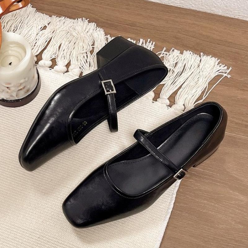 

French Women s Singles Shoes 2025 New Spring and Autumn Korean Version Foreign Style Retro Black Block Heel Mary Jane Shoes 35 чёрный