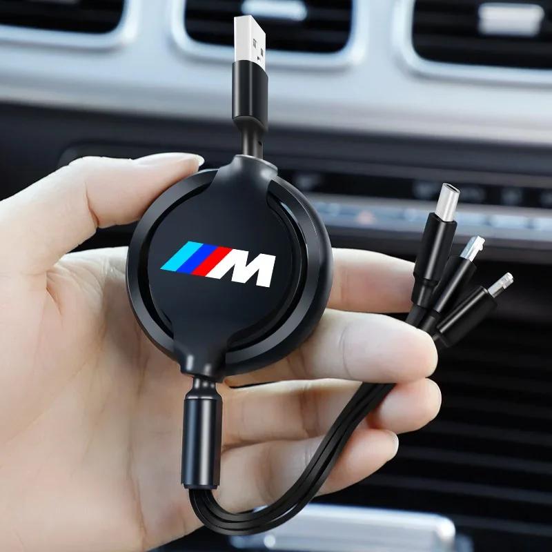 BAGG9 Car Sticker 3 In 1 Car Interior Fast Charger USB Data Cable For BMW M E46 E90 E60 F10 F30 F20 E39 E36 X5 E70 F25 F15 E53 E92 E87