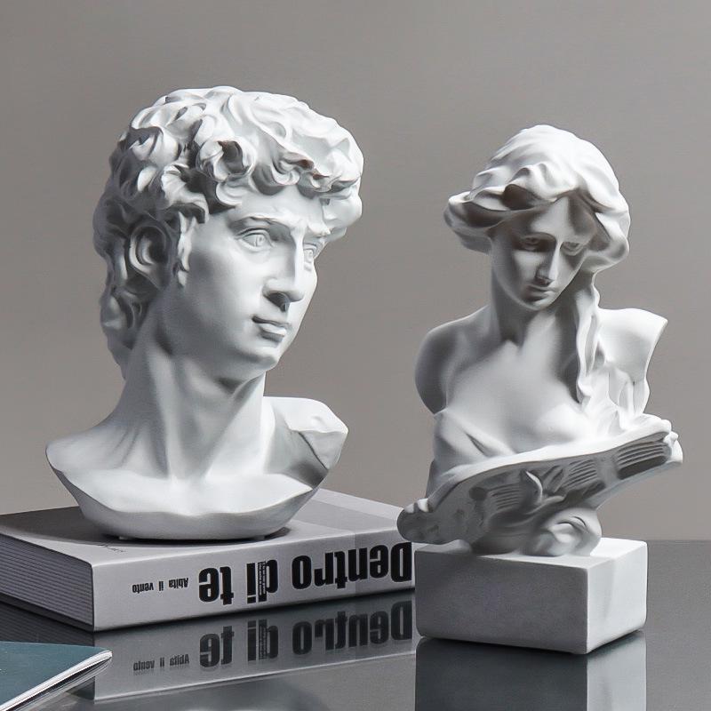 European Pianist Woman Resin Statue: Artistic Living Room Decor & Elegant Sketch Art Ornament