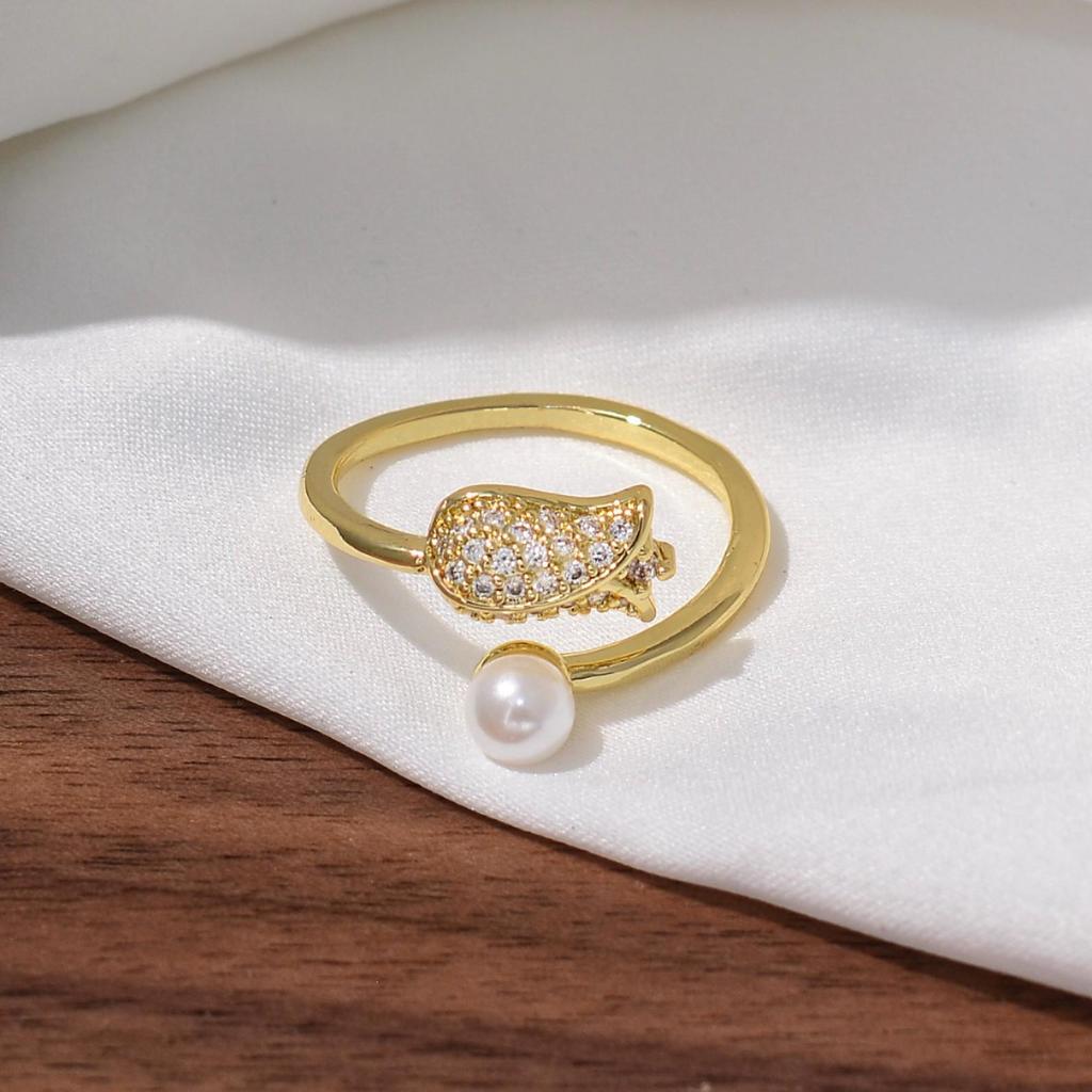 Enamel and Diamond Tulip Adjustable Gemstone Ring for Women - Durable, Non-Fading, High-End Exquisite Design