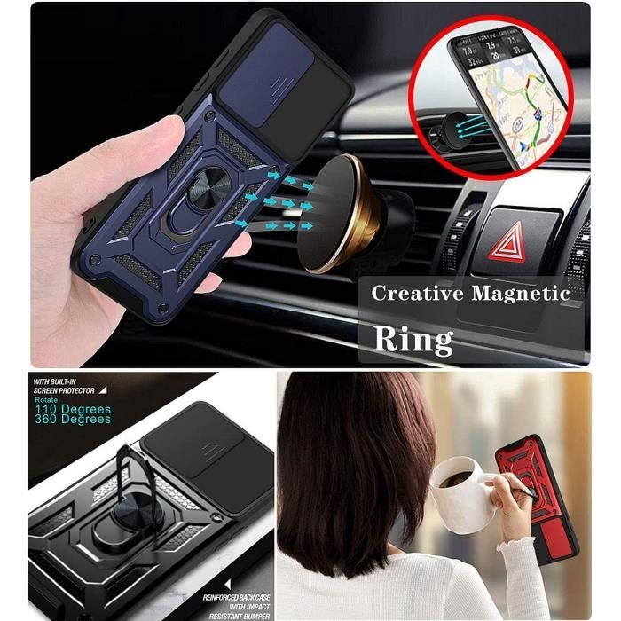 Pack de Protection - BOOLING - pour Samsung Galaxy S21 FE - 2 Verres Trempés - Coque Rigide - Antichoc Bleu Marine