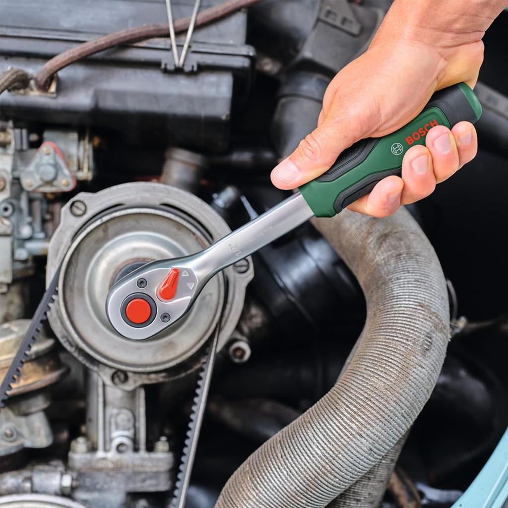 Bosch Drive Ratchet Ratchet for Multiple DIY High Torque Up to 768 Lock Intuitive Direction Curved Ergonomic Soft 1/2-Inch (Powerful Applications, Nm,