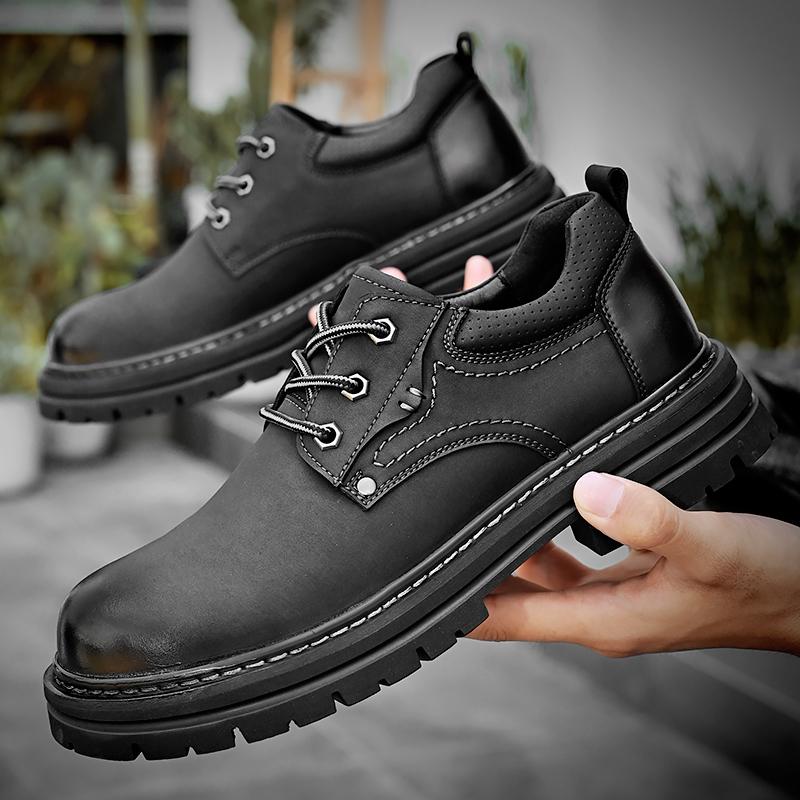 Fashion Golden Sapling Men Wide Toe Oxfords Shoes 2025 Classics Black Leather Male Work Shoes Lace-up Man Casual Footwear Size 38-46