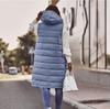 New European & American Fashion: Women's Solid Color Hooded Slim-Fit Sleeveless Mid-Length Cotton Vest