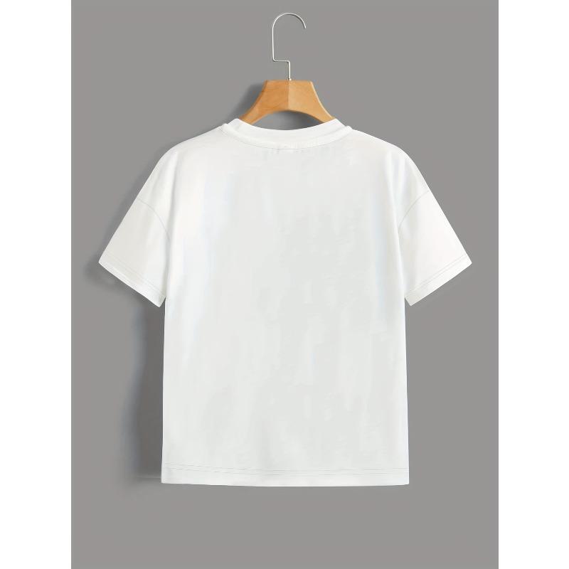 Kids Summer Crew Neck Short Sleeve T-Shirt with Skateboard & BOYS Letter Print