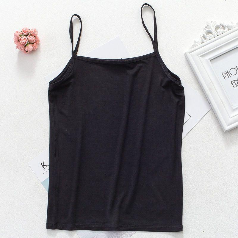 

Women s Slimming Lace Cotton Camisole - Plus Size Spring/Summer Base Layer Shirt in Black & White Black Cami (1 piece)