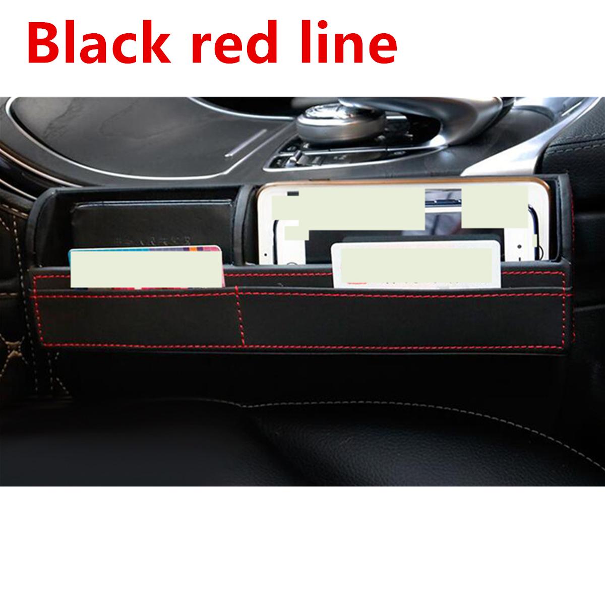 Universal Seat Gap Storage Box - PU Leather (Black/Red)
