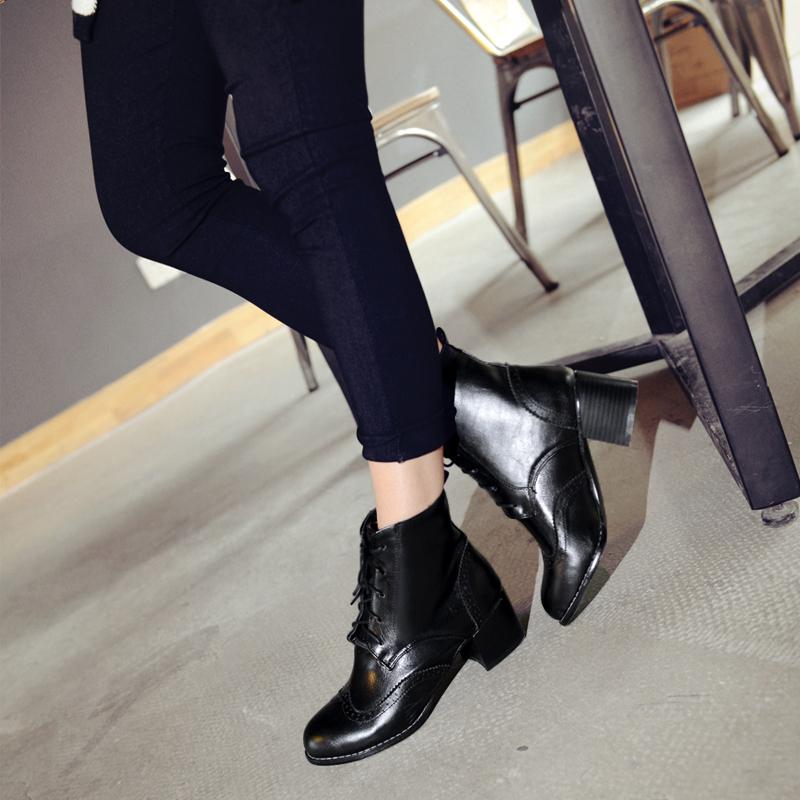 Fashion Fashion Women's Ankle Boots Sewing White Red Brown Heels Short Boot Female 2024 Autumn Winter Party Dance Shoes Large Size 50