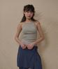 Okkitteu Vintage Dot Sleeveless Gray