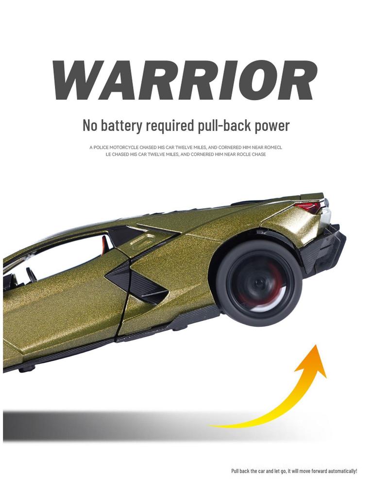1:32 Lamborghini Revuelto Sports Car Model - Alloy, Scissor Doors, Sound & Light, Pull-back Simulation.
