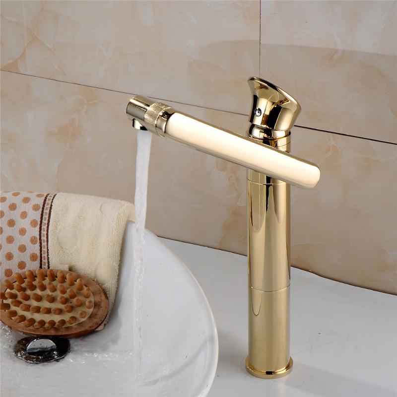 Basin Faucet Water Tap Bath 360 Degree Swivel Gold Bathroom Faucet Single Handle Sink Tap Mixer Hot and Cold Sink Water Crane