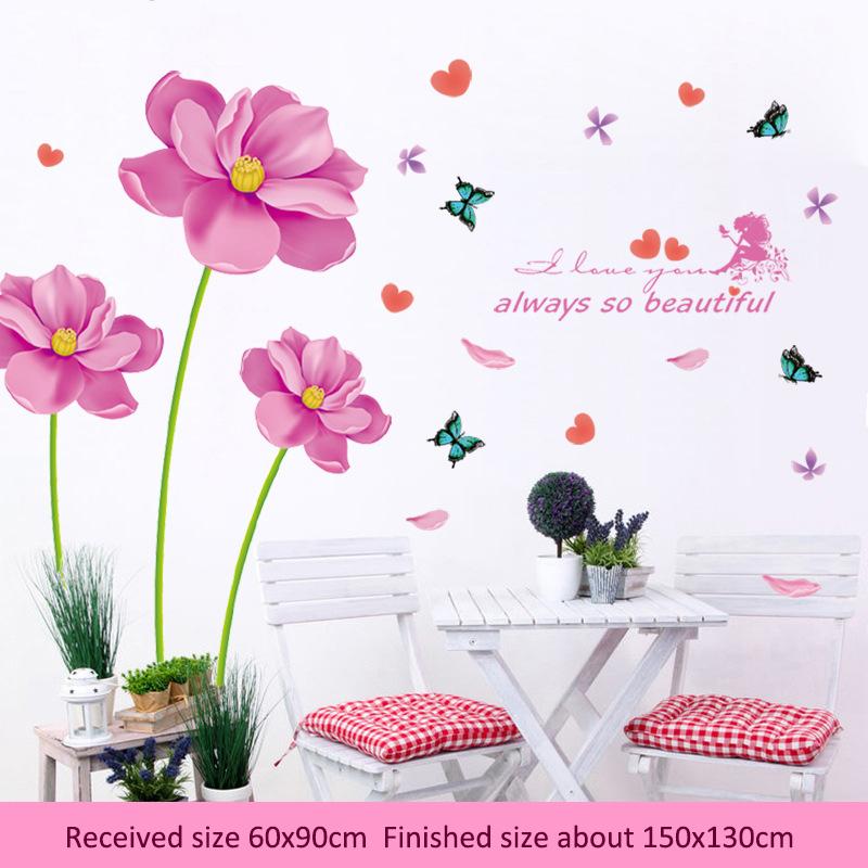 

Романтические наклейки на стену с розами, самоклеящиеся съемные цветочные наклейки для спальни, свадебной комнаты, гостиной, дивана, изголовья кровати, наклейки для домашнего декора as pic