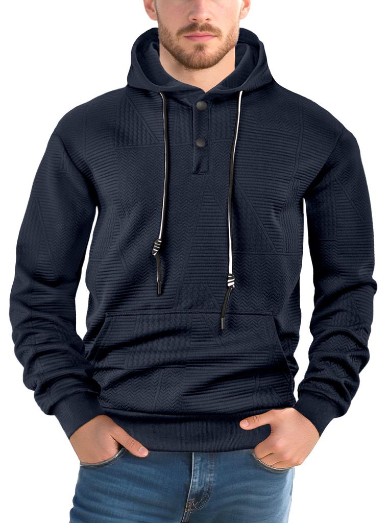 Men's New Solid Color Hooded Pullover Sweatshirt, Loose Fit Trendy Long Sleeve Casual Sports Hoodie for Spring and Autumn