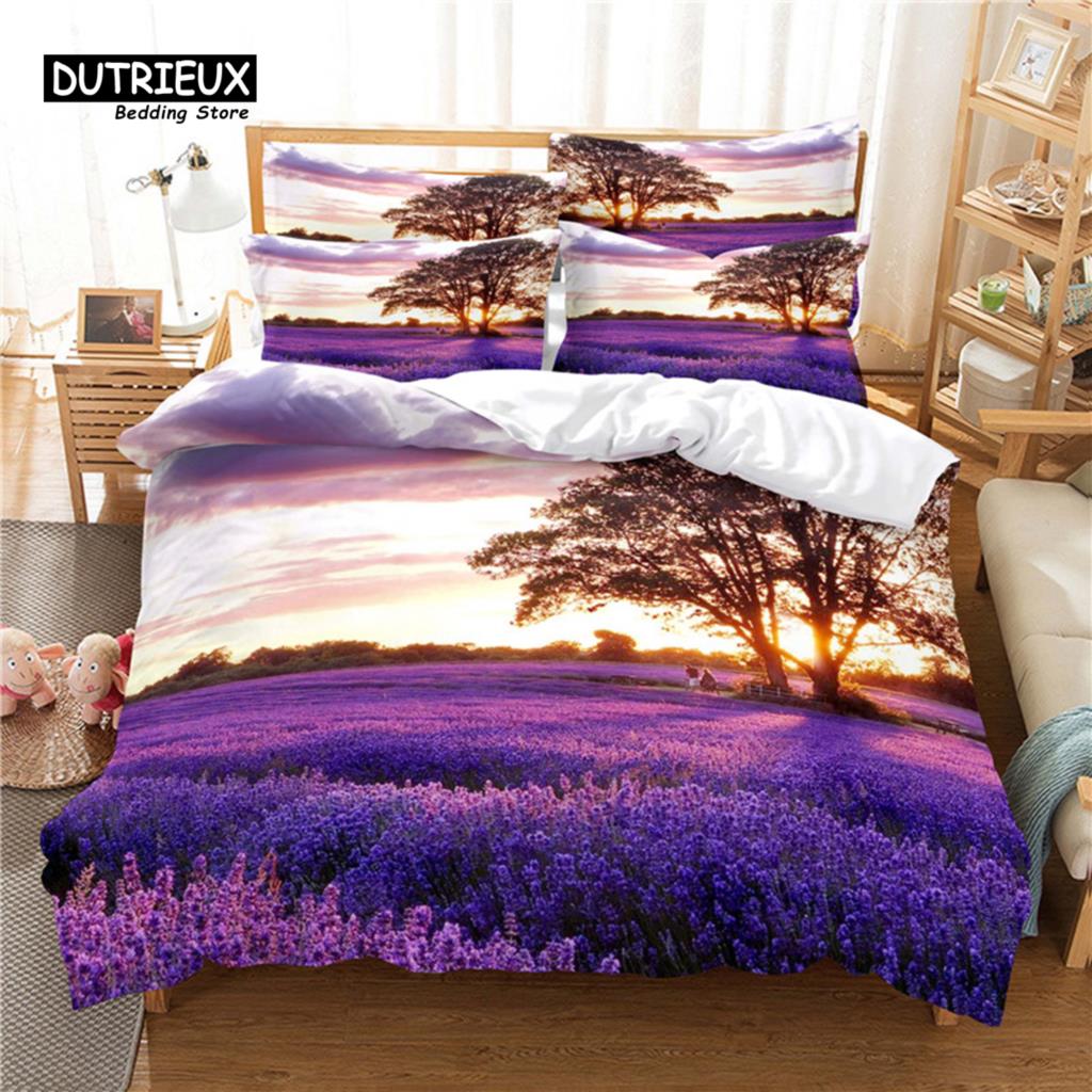 Lavender Manor Bettwäsche-Set, 3-teiliges Bettbezug-Set, weicher, bequemer, atmungsaktiver Bettbezug, für die Dekoration des Schlafzimmer-Gästezimmers