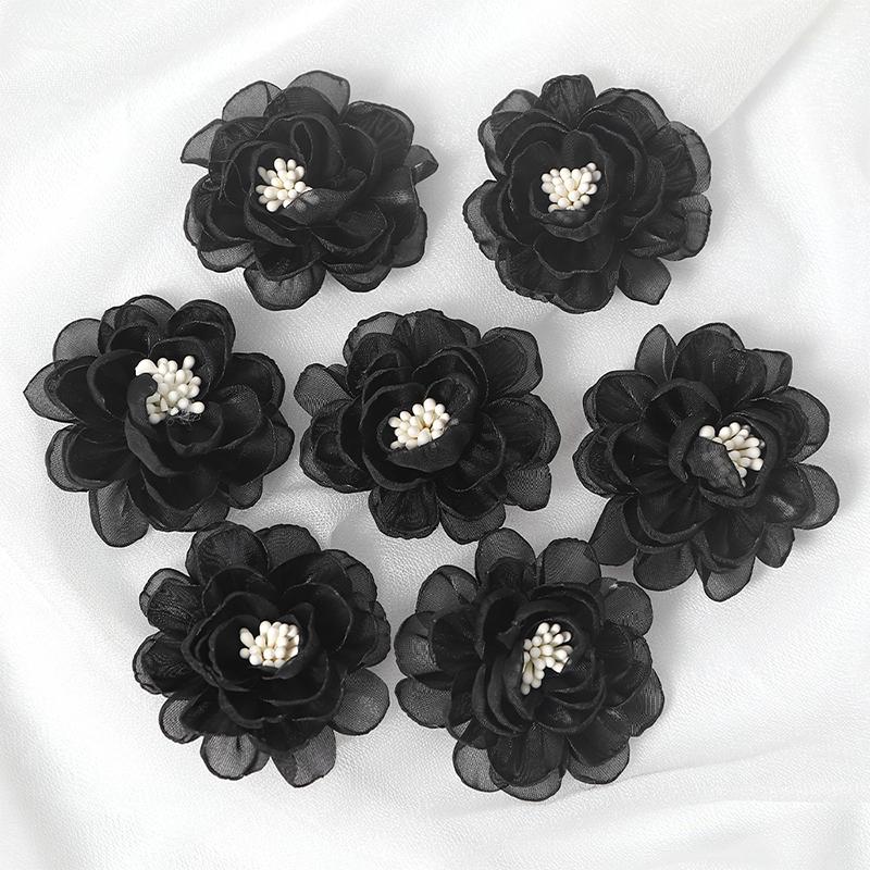 2/5/10Pcs 5cm Organza Chiffon Fabric Flowers DIY Wedding Dress Clothing Shoes Hats Decoration Hairpin Jewelry Accessories