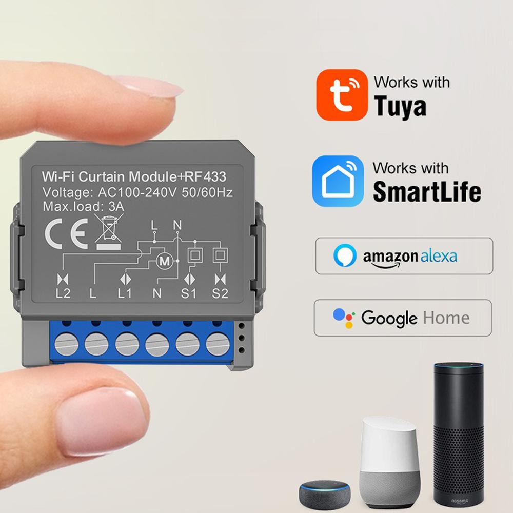 Tuya Smart WiFi Curtain Switch Blinds Switch AC100-240V 10A RF433 Smart Life Remote Control Home Automation Curtain Switch Other