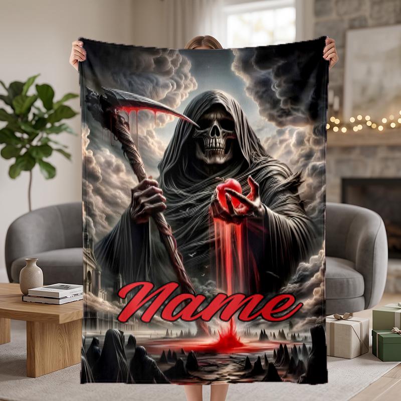 Dark Gothic Custom Flannel Blankets Soft Warm Cozy Throws for Home Decor Holiday Gifts