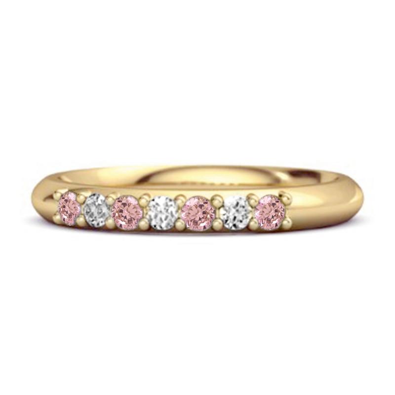 

Pink CZ Eternity Stackable Women Wedding Ring - 925 Sterling Silver Gold Vermeil 12 золотий/жовтий
