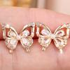 Elegant Gold Color Butterfly Shaped White Zircon Pearl Embellished Stud Earrings for Women Daily Party Gift
