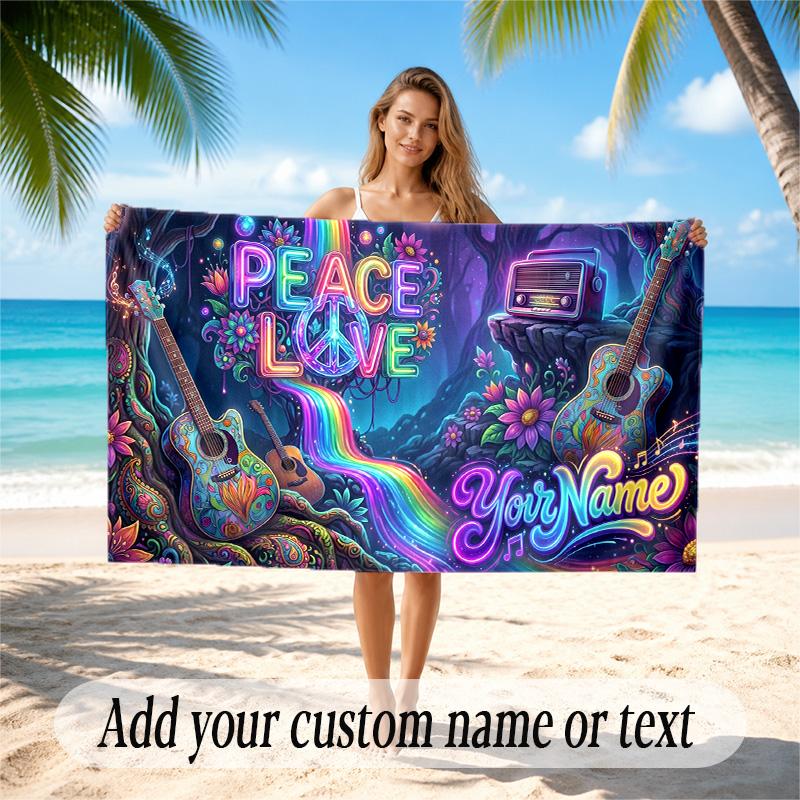 Cards Casino Theme Quick Dry Beach Towel Custom Name Text Print Large Sand Resistant Towel Beach Vacation