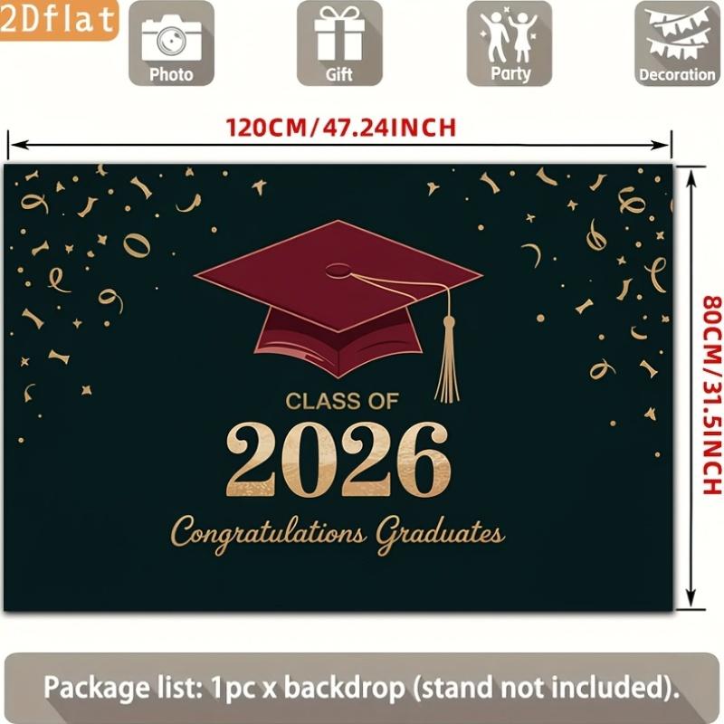 2D plane, suitable for parties, featuring a single piece of red polyester background, celebrating the graduates of 2026
